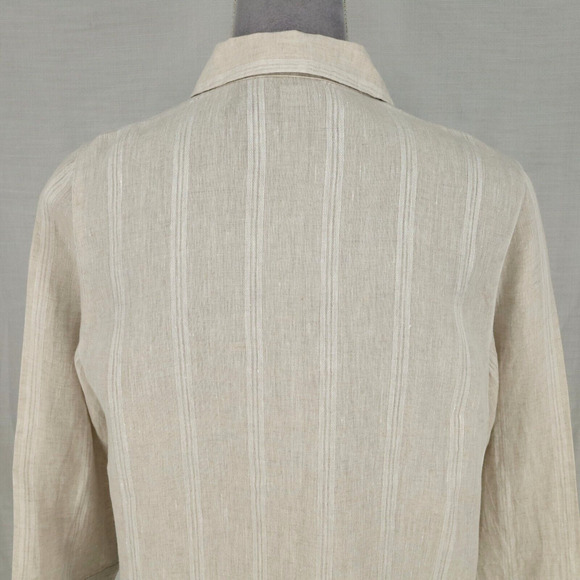 Tahari Top Womens Small Beige Linen Blouse Lightweight Pullover Resort Beach - Picture 9 of 11